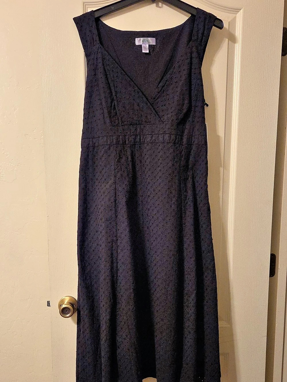 Nine & Co. Canterbury Bells Eyelet Midi Dress. Black